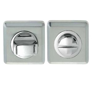 Square Bathroom Turn & Release (50mm x 10mm), Dual Finish Polished Chrome & Satin Chrome