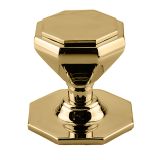 Octagonal Centre Door Knob (70mm Diameter), Polished Brass