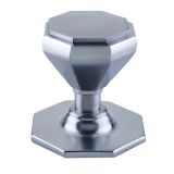 Octagonal Centre Door Knob (70mm Diameter), Satin Chrome