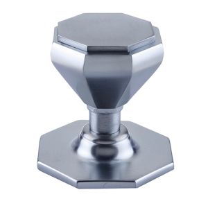 Octagonal Centre Door Knob (70mm Diameter), Satin Chrome