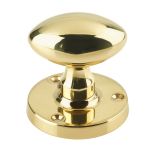 Oval Mortice Door Knob, Polished Brass (sold in pairs)