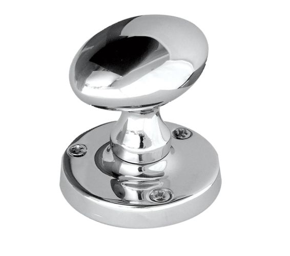 Oval Mortice Door Knob, Polished Chrome (sold in pairs)