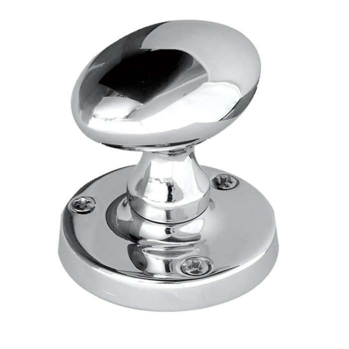 Oval Mortice Door Knob, Polished Chrome (sold in pairs)