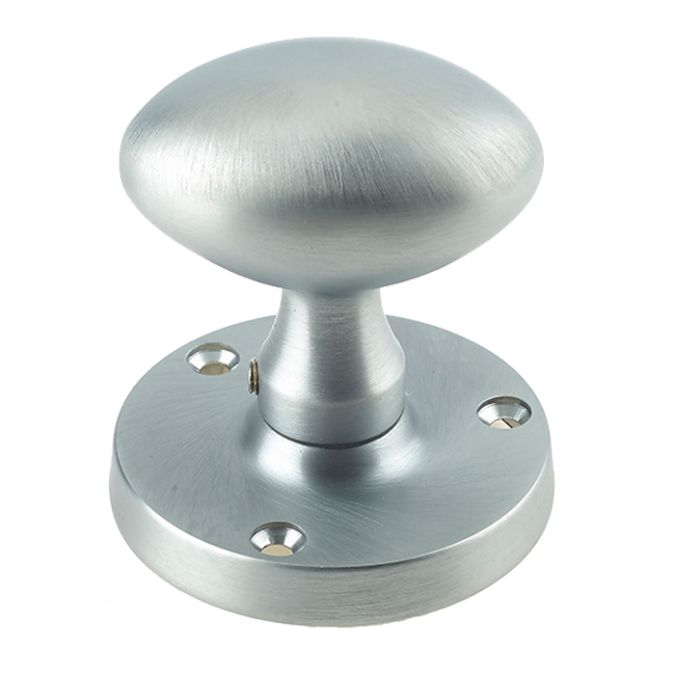 Oval Mortice Door Knob, Satin Chrome (sold in pairs)