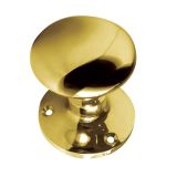 Contract Mushroom Mortice Door Knob, Polished Brass (sold in pairs)