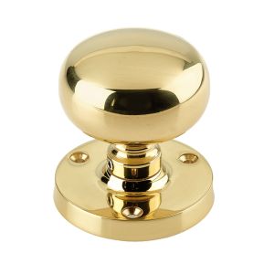 Mushroom Mortice Door Knob, Polished Brass (sold in pairs)