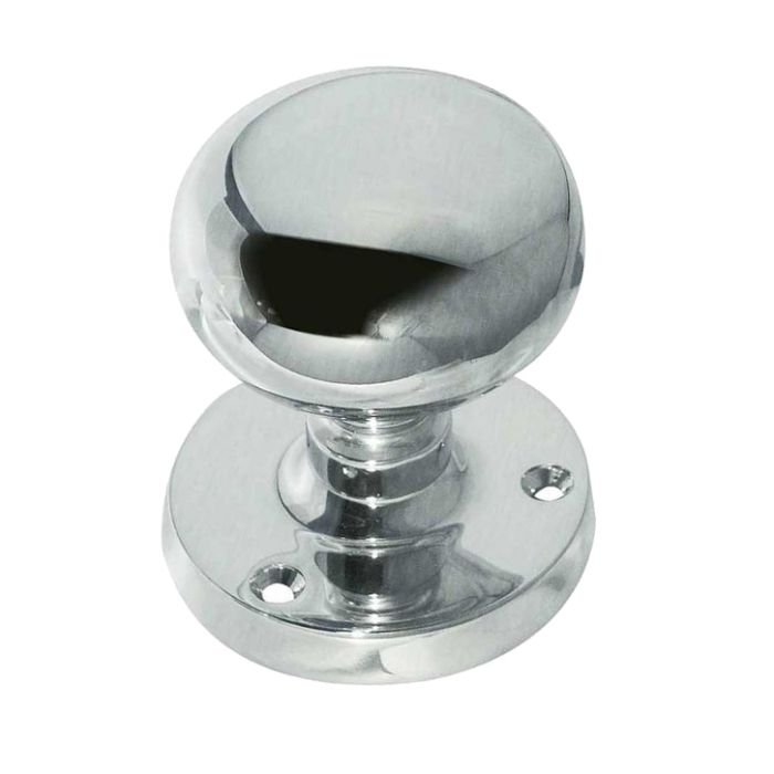 Mushroom Mortice Door Knob, Polished Chrome (sold in pairs)