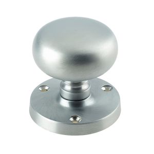 Mushroom Mortice Door Knob, Satin Chrome (sold in pairs)