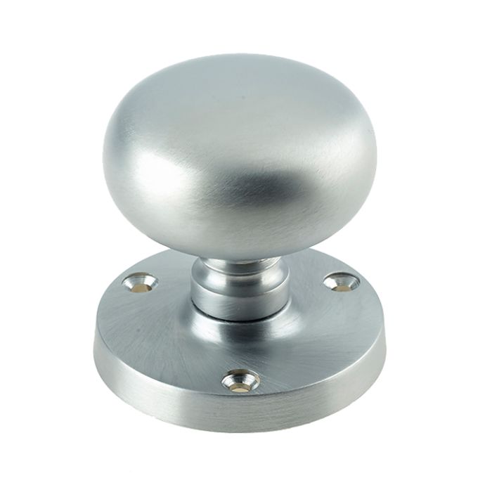 Mushroom Mortice Door Knob, Satin Chrome (sold in pairs)