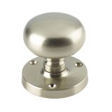 Mushroom Mortice Door Knob, Satin Nickel (sold in pairs)