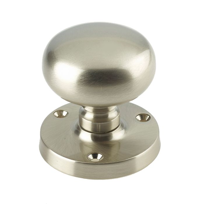 Mushroom Mortice Door Knob, Satin Nickel (sold in pairs)