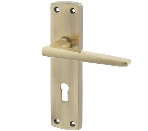 Bray Suite Door Handles On Backplate, Antique Brass – JV390AB (sold in pairs)