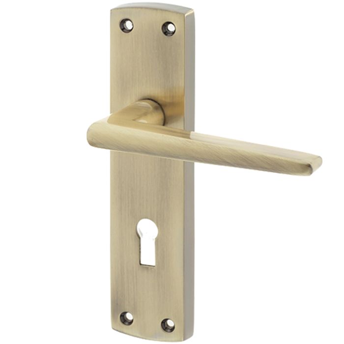 Bray Suite Door Handles On Backplate, Antique Brass – JV390AB (sold in pairs)