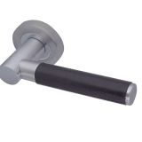 Paja Ascot Black Leather Door Handles On Round Rose