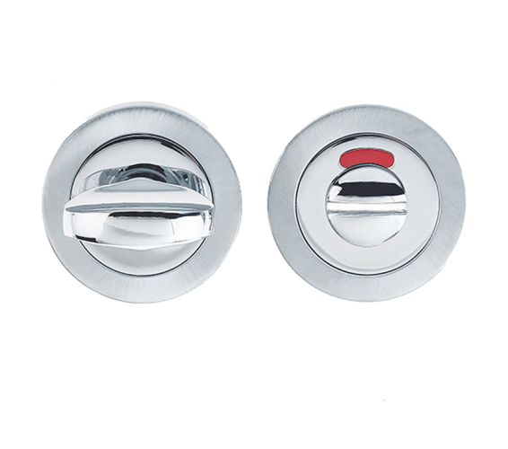 Bathroom Turn & Release With Indicator (50mm x 10mm), Dual Finish Polished Chrome & Satin Chrome