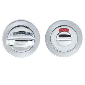 Bathroom Turn & Release With Indicator (50mm x 10mm), Dual Finish Polished Chrome & Satin Chrome