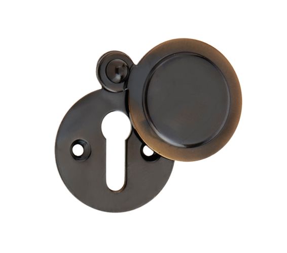 Standard Profile Round Covered Escutcheon, Antique Brass