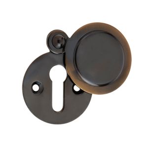 Standard Profile Round Covered Escutcheon, Antique Brass