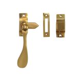 Hook And Mortice Casement Fastener, Polished Brass