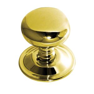 Concealed Rose Mushroom Mortice Door Knob, Polished Brass (sold in pairs)