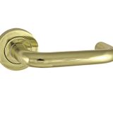 Thame Door Handles On Round Rose, Polished Brass  (sold in pairs)