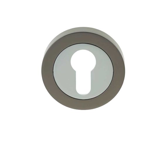 Euro Profile Escutcheon, Dual Finish Polished Chrome & Black Nickel