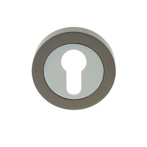 Euro Profile Escutcheon, Dual Finish Polished Chrome & Black Nickel