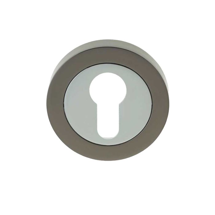 Euro Profile Escutcheon, Dual Finish Polished Chrome & Black Nickel