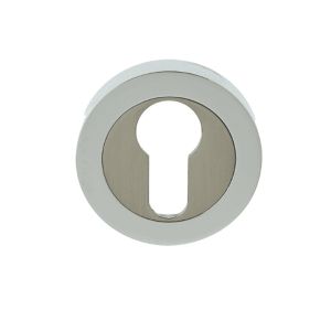 Euro Profile Escutcheon, Dual Finish Polished Chrome & Satin Nickel