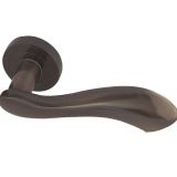Gamma Door Handles On Round Rose, Dark Bronze (sold in pairs)
