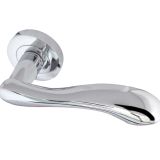 Gamma Door Handles On Round Rose, Polished Chrome (sold in pairs)