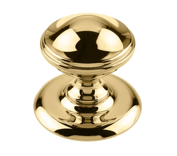 Centre Door Knob (66mm Diameter), Polished Brass