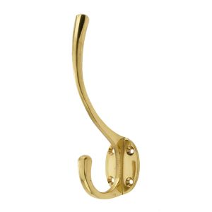 Hat & Coat Hook (142mm x 64mm), Polished Brass