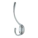 Hat & Coat Hook (142mm x 64mm), Satin Chrome