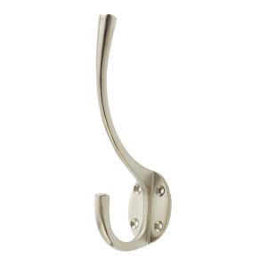 Hat & Coat Hook (142mm x 64mm), Satin Nickel