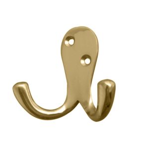 Double Robe Hook (53mm x 27mm), Polished Brass