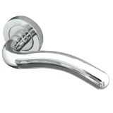 Paja Flow Door Handles On Round Rose, Polished Chrome  (sold in pairs)