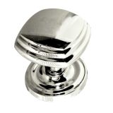 Tiered Square Mortice Door Knob On Round Rose, Polished Chrome (sold in pairs)