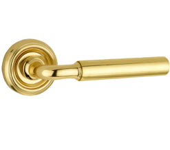 Parisian Elise Door Handles On Round Rose, Polished Brass  (sold in pairs)
