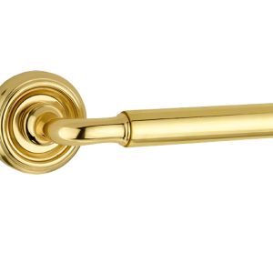 Parisian Elise Door Handles On Round Rose, Polished Brass  (sold in pairs)