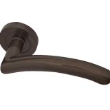 Mailand Door Handles On Round Rose, Dark Bronze (sold in pairs)