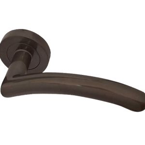 Mailand Door Handles On Round Rose, Dark Bronze (sold in pairs)