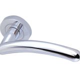 Mailand Door Handles On Round Rose, Polished Chrome  (sold in pairs)