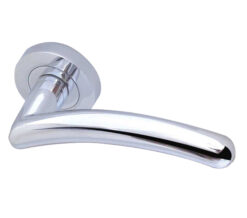 Mailand Door Handles On Round Rose, Polished Chrome  (sold in pairs)