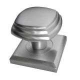 Tiered Square Mortice Door Knob On Square Rose, Satin Chrome (sold in pairs)