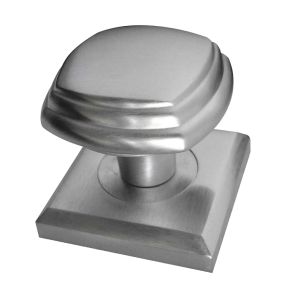 Tiered Square Mortice Door Knob On Square Rose, Satin Chrome (sold in pairs)