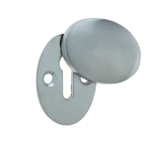 Standard Profile Oval Covered Escutcheon, Satin Chrome