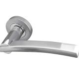 Modena Door Handles On Round Rose, Dual Finish Polished Chrome & Satin Chrome  (sold in pairs)
