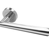 Rosetta Door Handles On Round Rose, Polished Chrome  (sold in pairs)