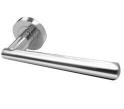 Rosetta Door Handles On Round Rose, Polished Chrome  (sold in pairs)
